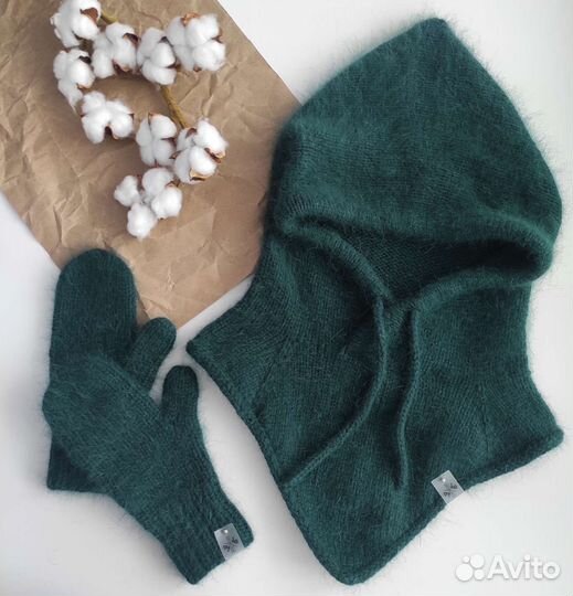 Капор из пуха норки с уголком