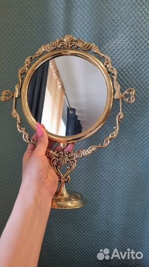 Зеркало настольное латунное