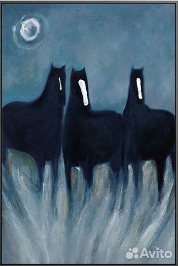 Картина маслом на холсте с лошадьми