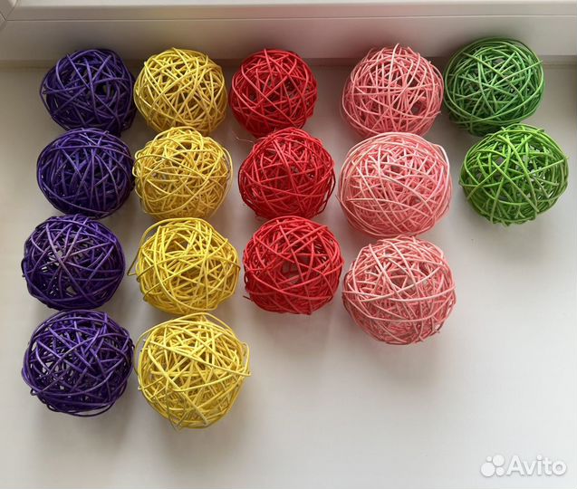 Ротанговые шарики / 16шт / D-8-10см