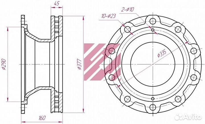 Диск тормозной BPW (03.088.34.067 / 03.088.34.020)