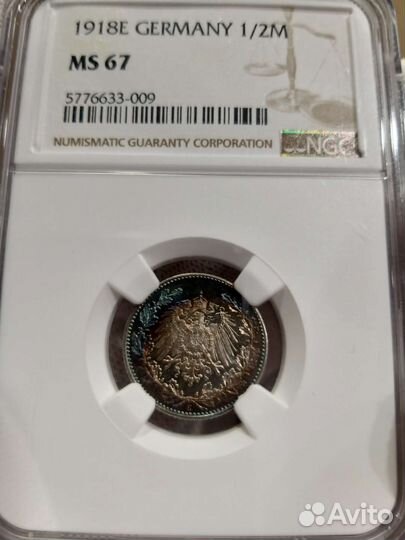 1/2 марки 1918 ms67 ngc