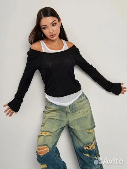 Лонгслив обманка майка 42-46 единый