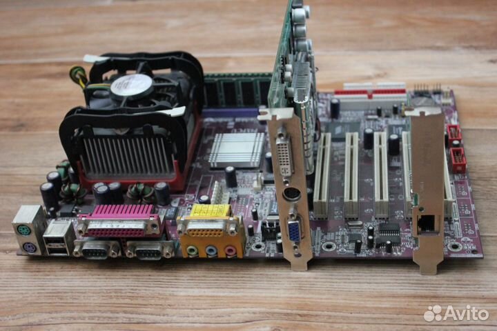 Комплект мать+проц+оперативка+видеокарта+сетевая