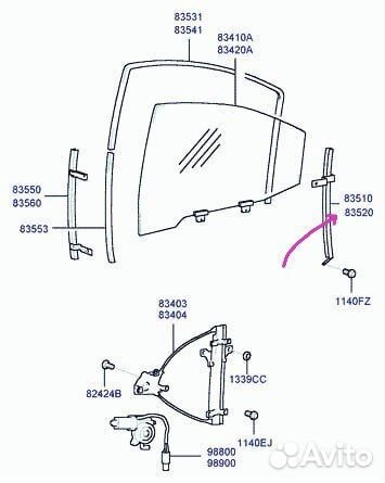 Направляющая стекла двери задняя левая Hyundai