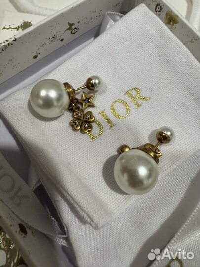 Серьги пусеты Dior Tribales Lucky Charms женские