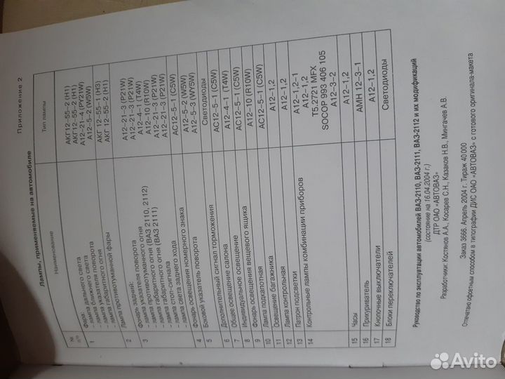 Руководство по эксплуатации оригинал ваз 2110-12