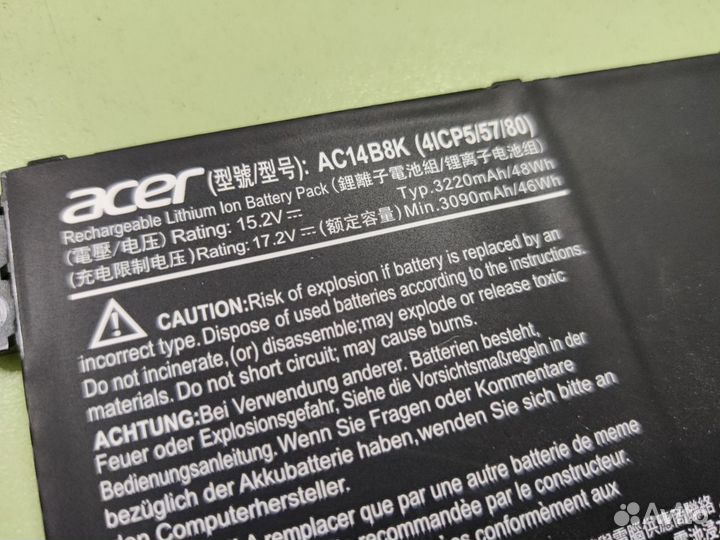 Аккумулятор acer AC14B8K износ 22