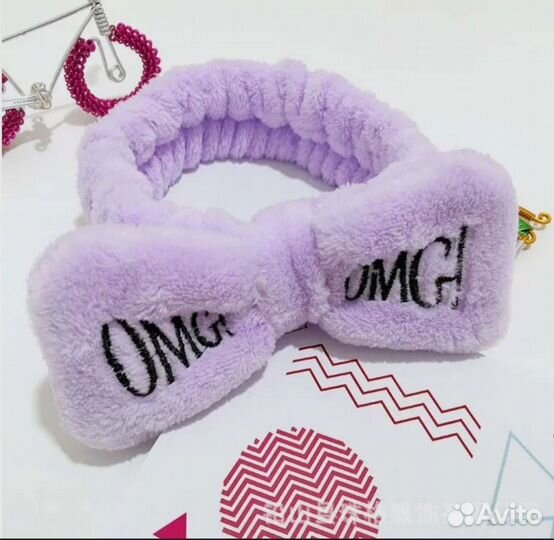 Косметическая повязка на голову плюшевая