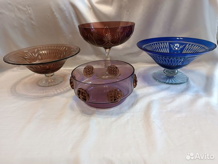 Вазы фруктовницы цветное стекло СССР