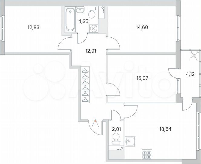 3-к. квартира, 82,5 м², 6/8 эт.