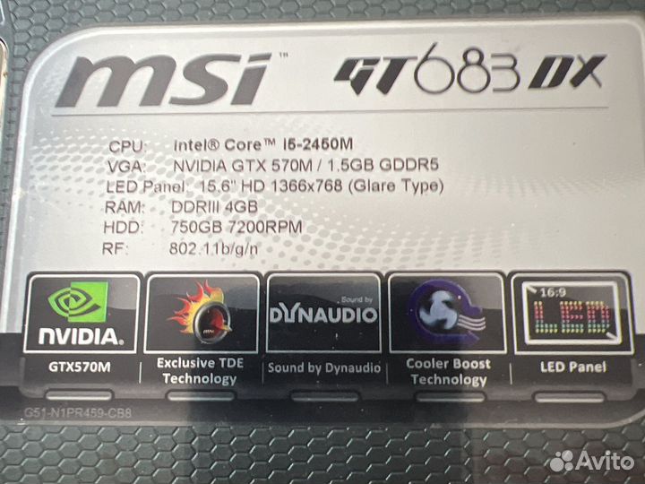 Ноутбук msi на запчасти