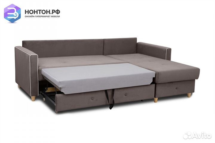 Диван угловой дельфин Айрин коричневый