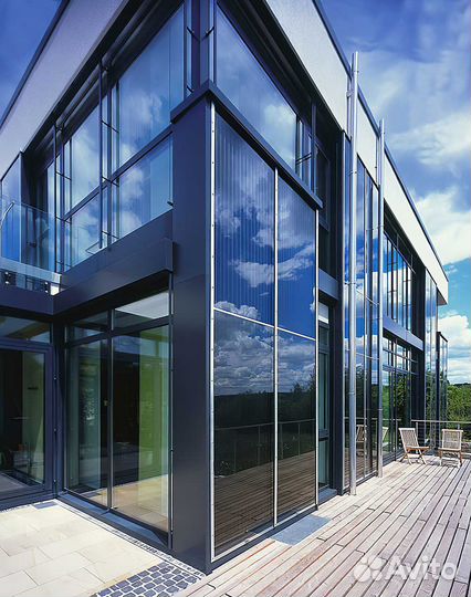 Фасадное остекление. Алюминиевые окна. Зимние сады, террасы