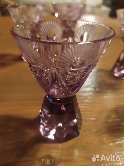 Бокалы чехословакия фиолетовое стекло 6 штук