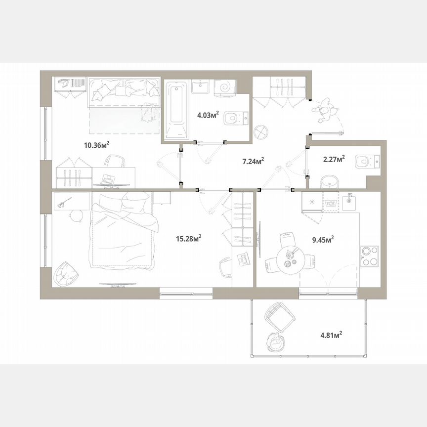 2-к. квартира, 50,1 м², 5/12 эт.