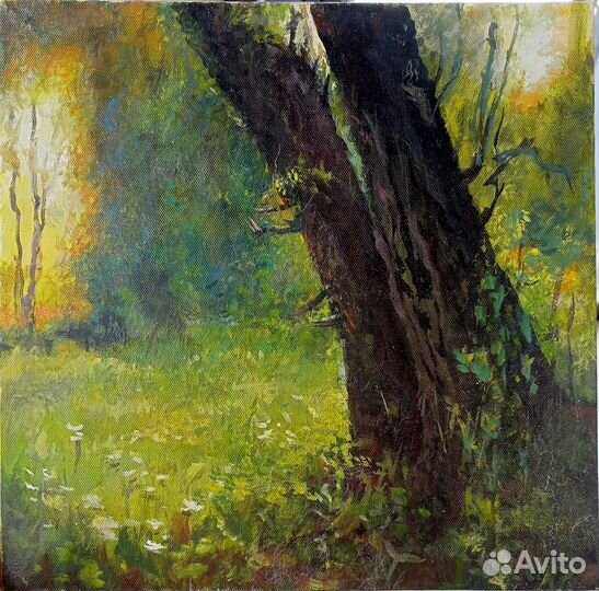 Картина маслом на холсте пейзаж лес