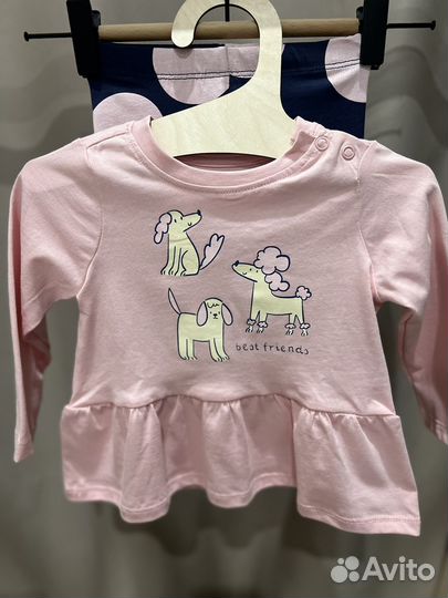 Футболка и брюки на девочку 74, Син/Sinsay