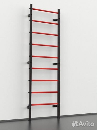 Шведская стенка Антик серебро, красные перекладины