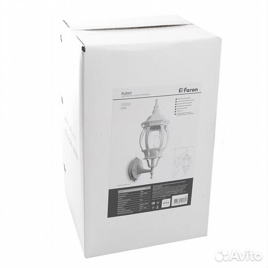 Светильник на стену вверх PL8101 E27 белый 11095