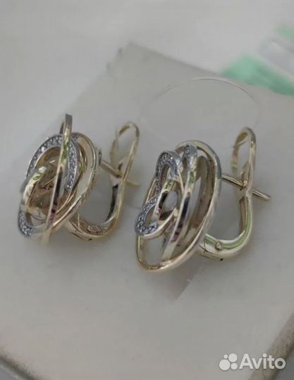 Серьги в лимонном золоте с бриллиантами