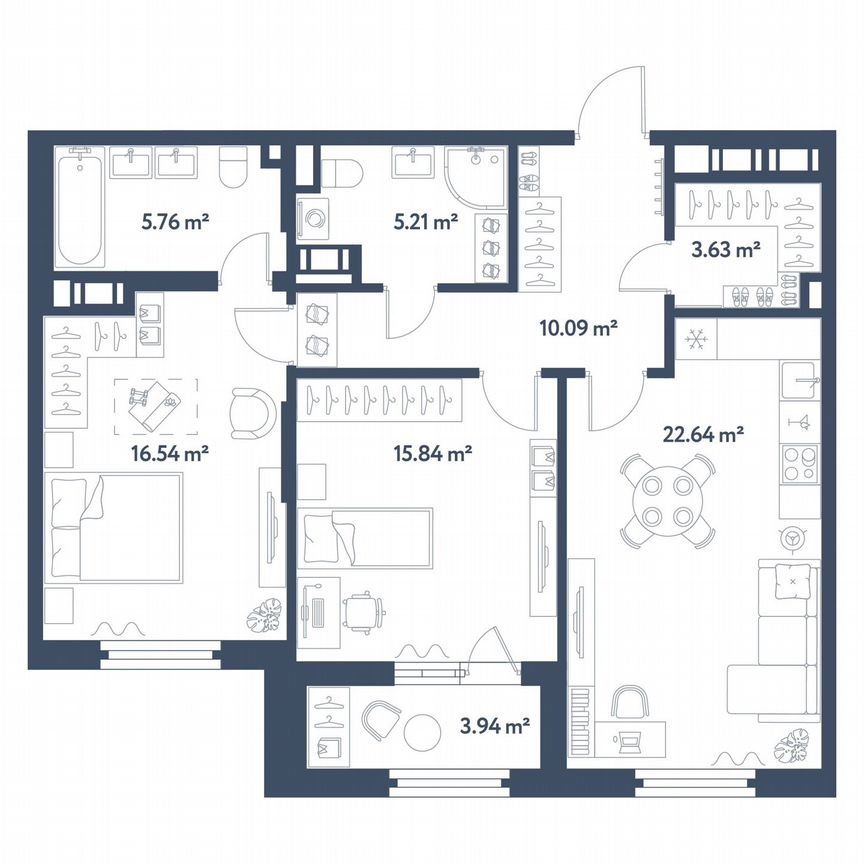 2-к. квартира, 81,7 м², 8/11 эт.