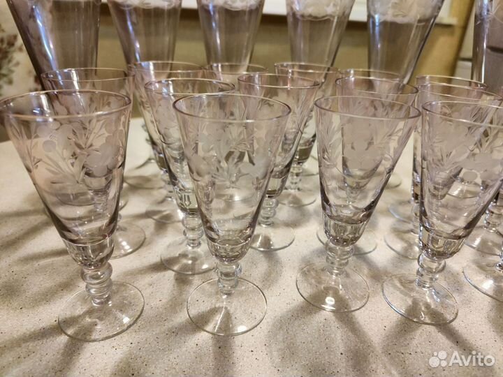 Фужеры винтаж цветное стекло/хрусталь СССР, рюмки