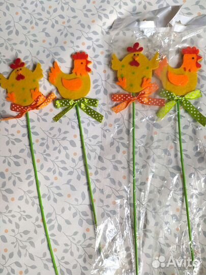 Пасхальные украшения из фетра в цветы кашпо, яйца