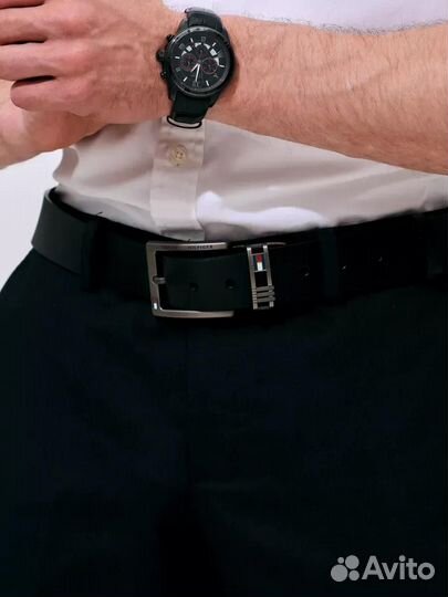 Мужской кожаный ремень tommy hilfiger