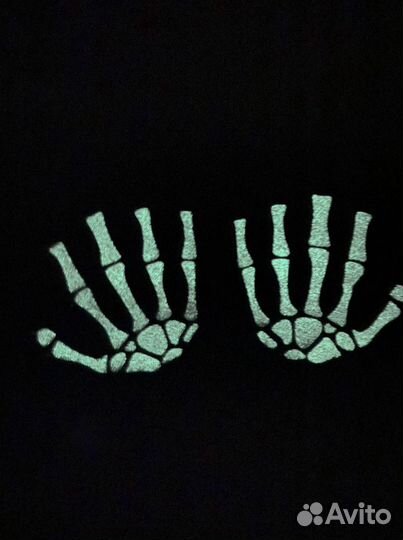 Перчатки скелет без пальцев светящиеся