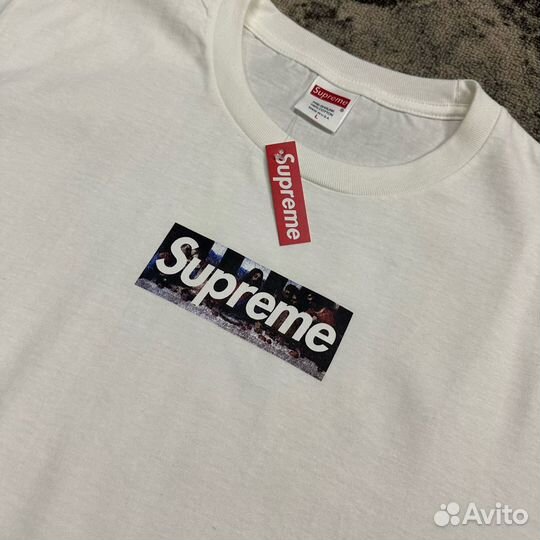 Футболка Supreme box logo Milan Last Supper