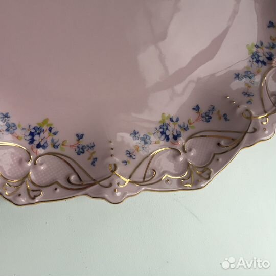 Розовый фарфор. Чехия. Тарелки, чашка с блюдцем