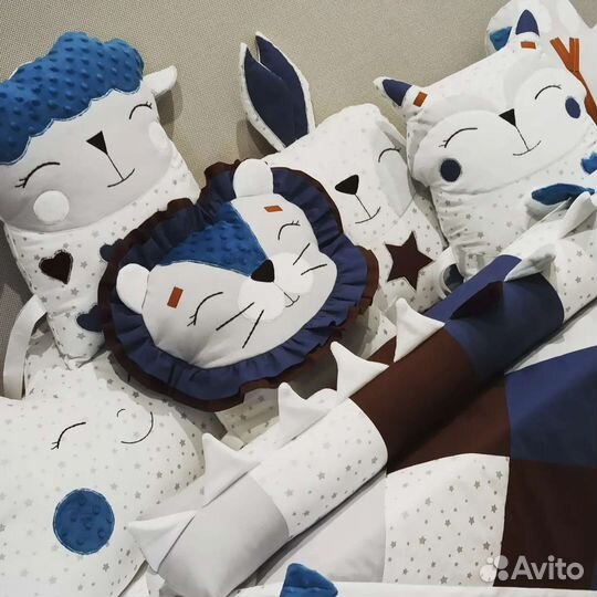 Бортики Зверушки для детской кроватки