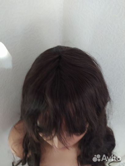 Парик из натуральных волос длинный с челкой