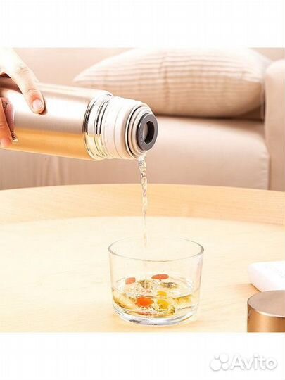 Термос Deli 17650 gold 0.350л. золотой