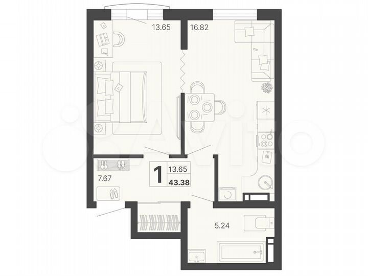 1-к. квартира, 41,7 м², 6/20 эт.