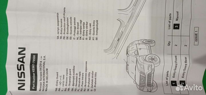 Накладки на пороги nissan terrano D10