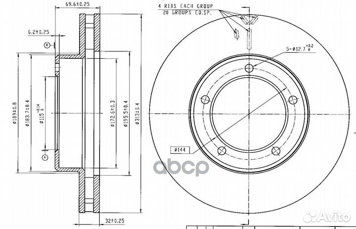 Премиум тормозной диск для toyota land cruiser