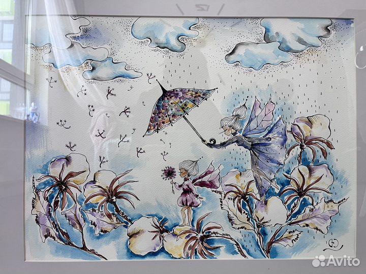 Картина акварель в раме