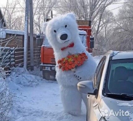 Ростовая кукла Белый мишка Аэрокостюм