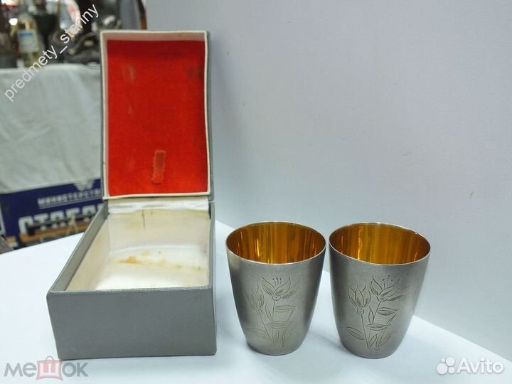 Стопки рюмки серебро 875 пробы 2 шт
