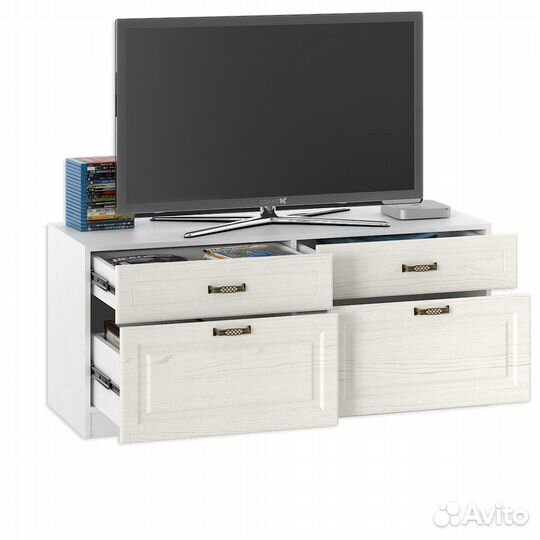 Ливерпуль Тумба, цвет ясень ваниль/белый, шхгхв 140х49,3х60,8 см