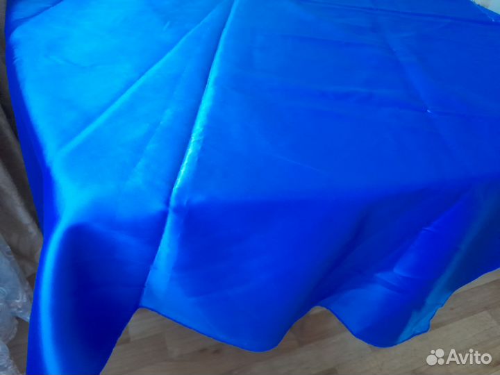 Ткань атлас 1,5 м синий. Цена за весь отрез
