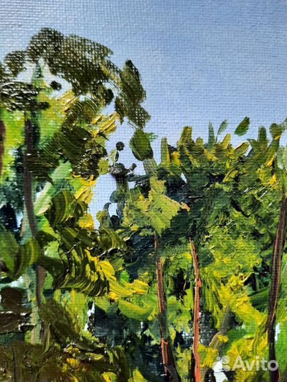 Яблоня и Груша Картина маслом деревья 20 на 30 см