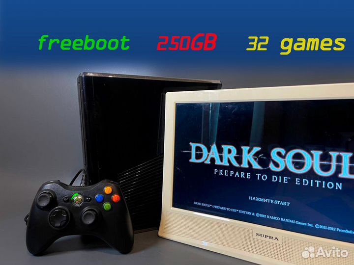 Xbox 360 250GB freebot + 32 игры