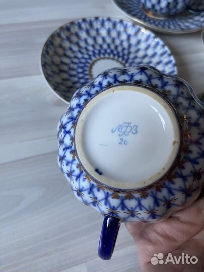 Набор чайных пар кобальтовая сетка лфз