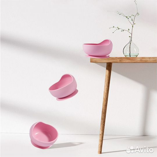 Силиконовая глубокая тарелка с ложкой