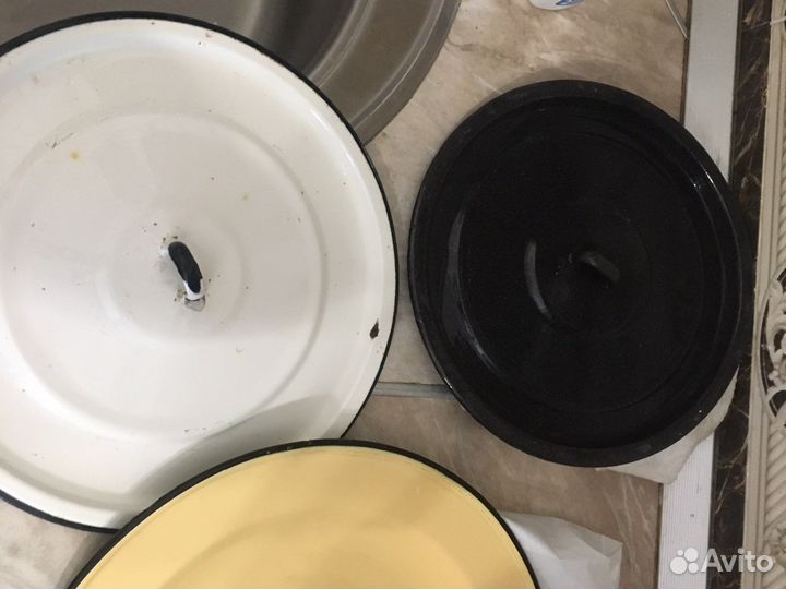 Ведро эмалированное СССР с крышкой и разнос