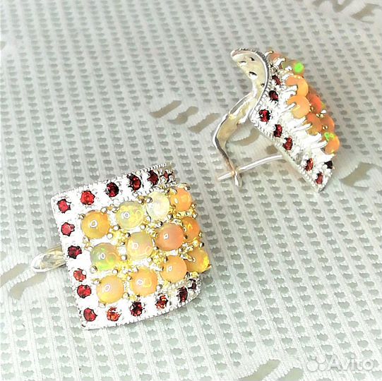 Серьги серебро опал С210