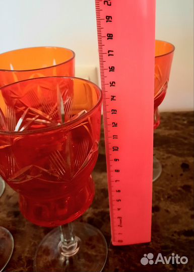Фужеры хрустальные СССР бокалы красные цветные